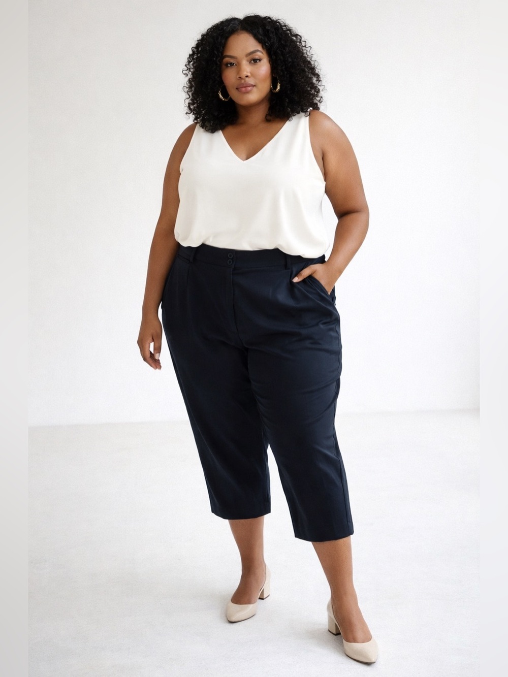 Lane Bryant Navy Cropped Pants 24 Quiet Luxury Minimalist Chic Normcore Y2K